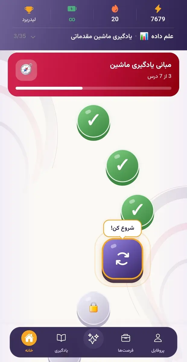 مسیر یادگیری در اپ زبرا