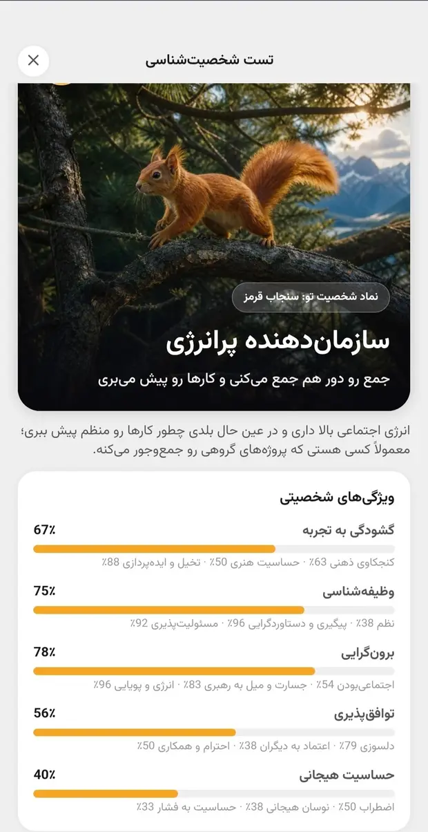 تست شخصیت‌شناسی در اپ زبرا